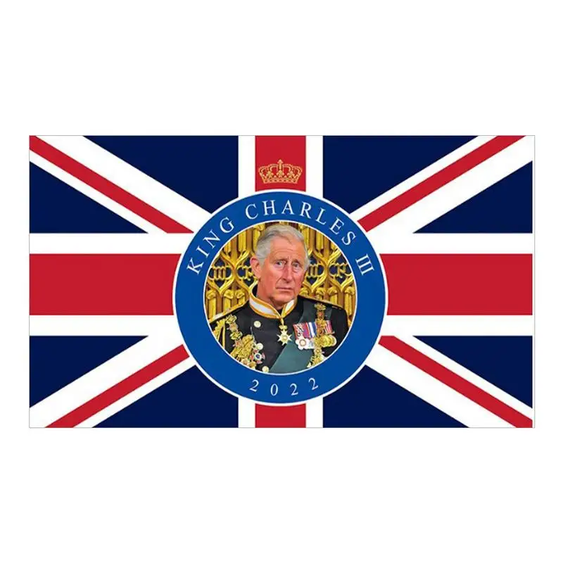 New King Charles III Flag 5x3ft New King Flag Long Live the King Souvenir Flag Charles Outdoor Sign House Banner Yard Lawn