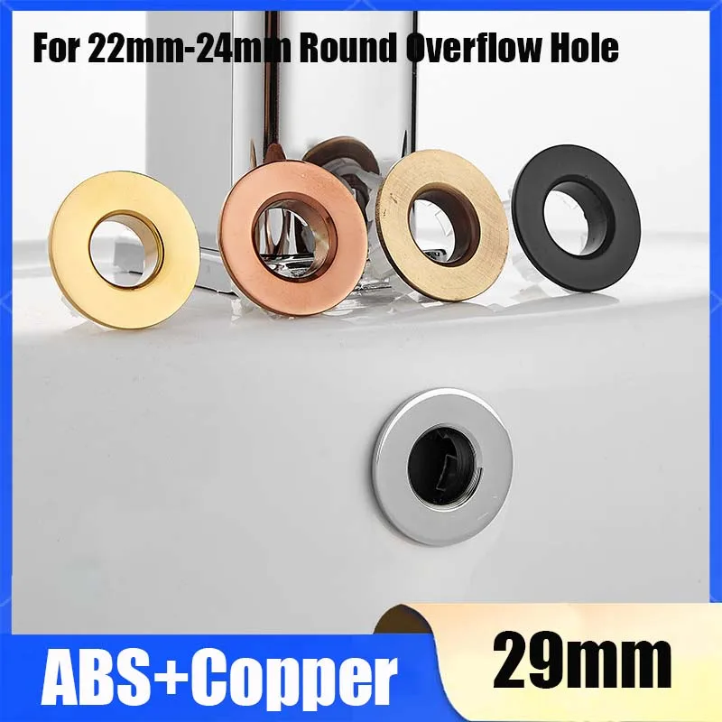 1/2/5/10Pcs Overflow Hole Decorative Cover Copper Sink Hole Round Overflow Cover Insert Basin Sink Bathroom Faucet Insert Ring