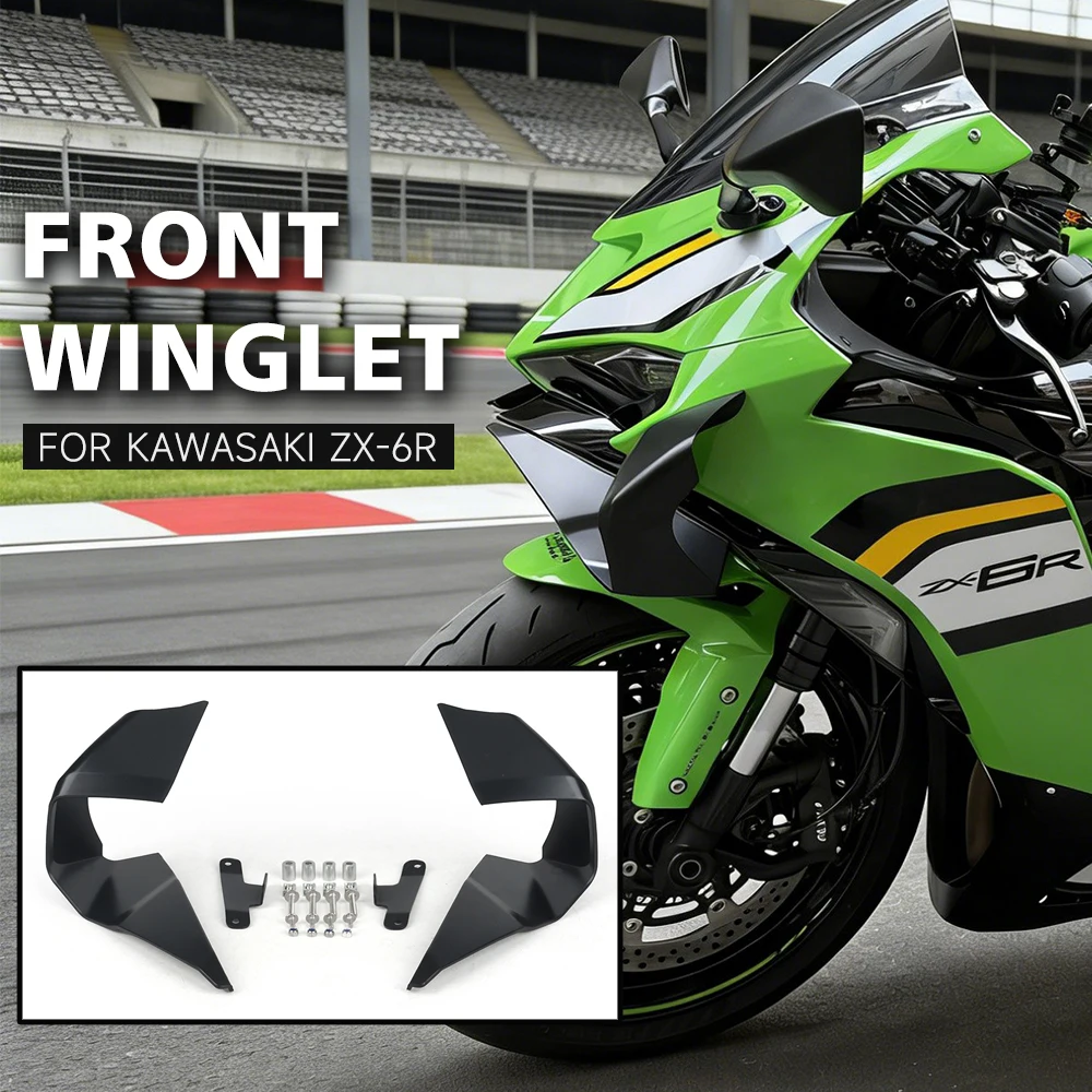 

ZX6R 2025 2026 Motorcycle Side Winglet Front Spoiler Wing Fairing Fixed Lower lip Wing Aerodynamic For Kawasaki zx6r ZX-6R 2024