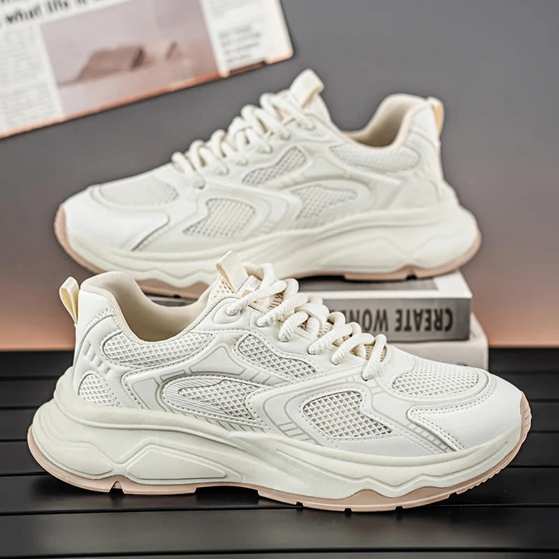 Men's light mesh casual Chunky sneakers four seasons soft-sole breathable outdoor Racing running shoes youth Speed sports shoes