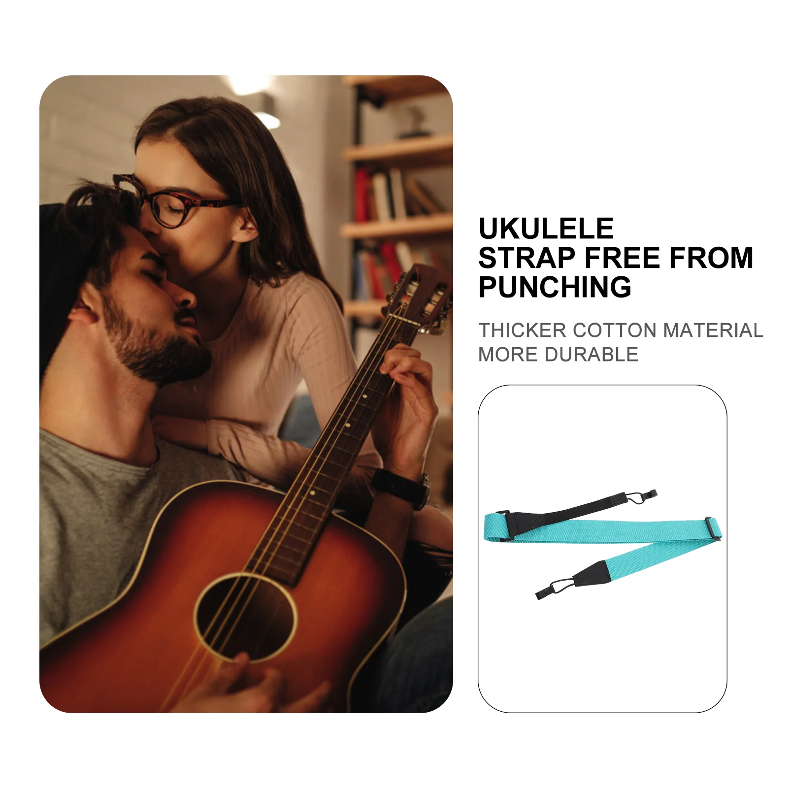 

1pc Ukulele Durable Polyester Simple Design Simple Strap Comfortable Edge Bass Button Compatible Neck