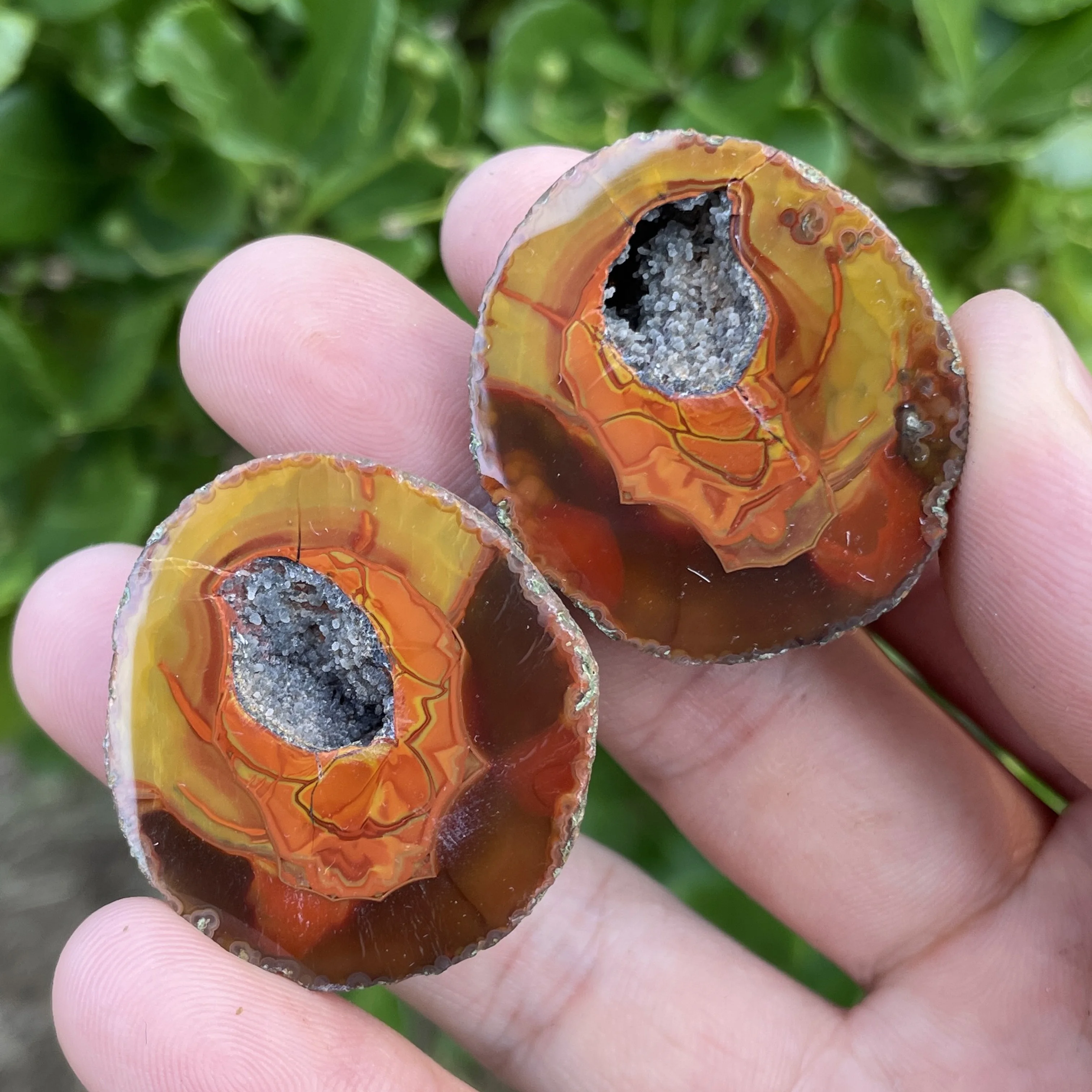 2pcs Natural Sardonyx Polished HeBei ZhanGuo Red Agate Geode Egg Crystal Quartz Cluster Healing Stone Home Decor DC1-9