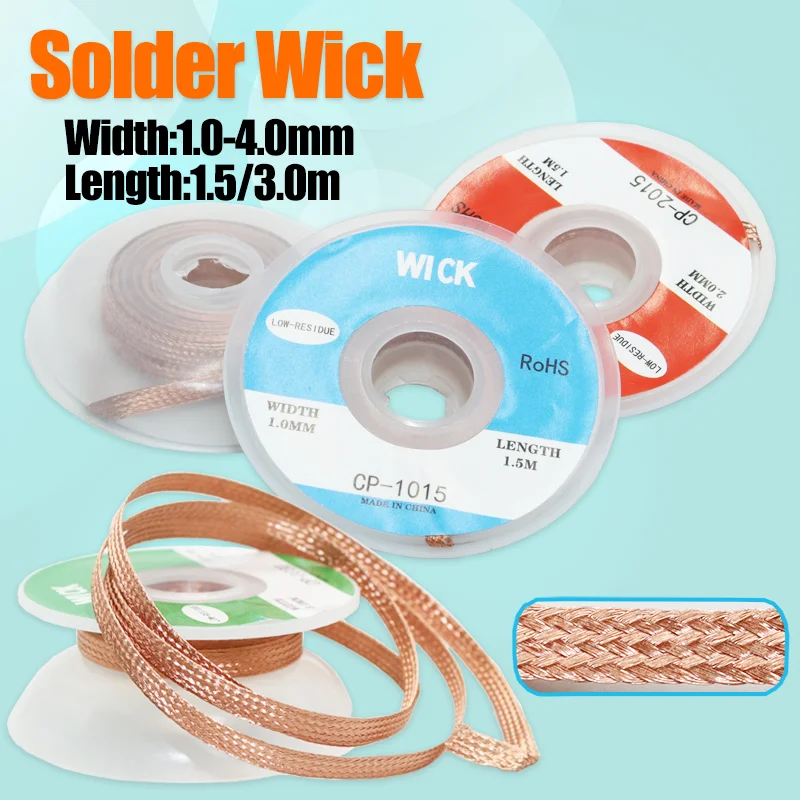 

1.5M 3M Desoldering Wire Solder Wick Removal Desoldering Braid Copper Mesh Tin Welding BGA forPCB Circuit Board Soldering Tool