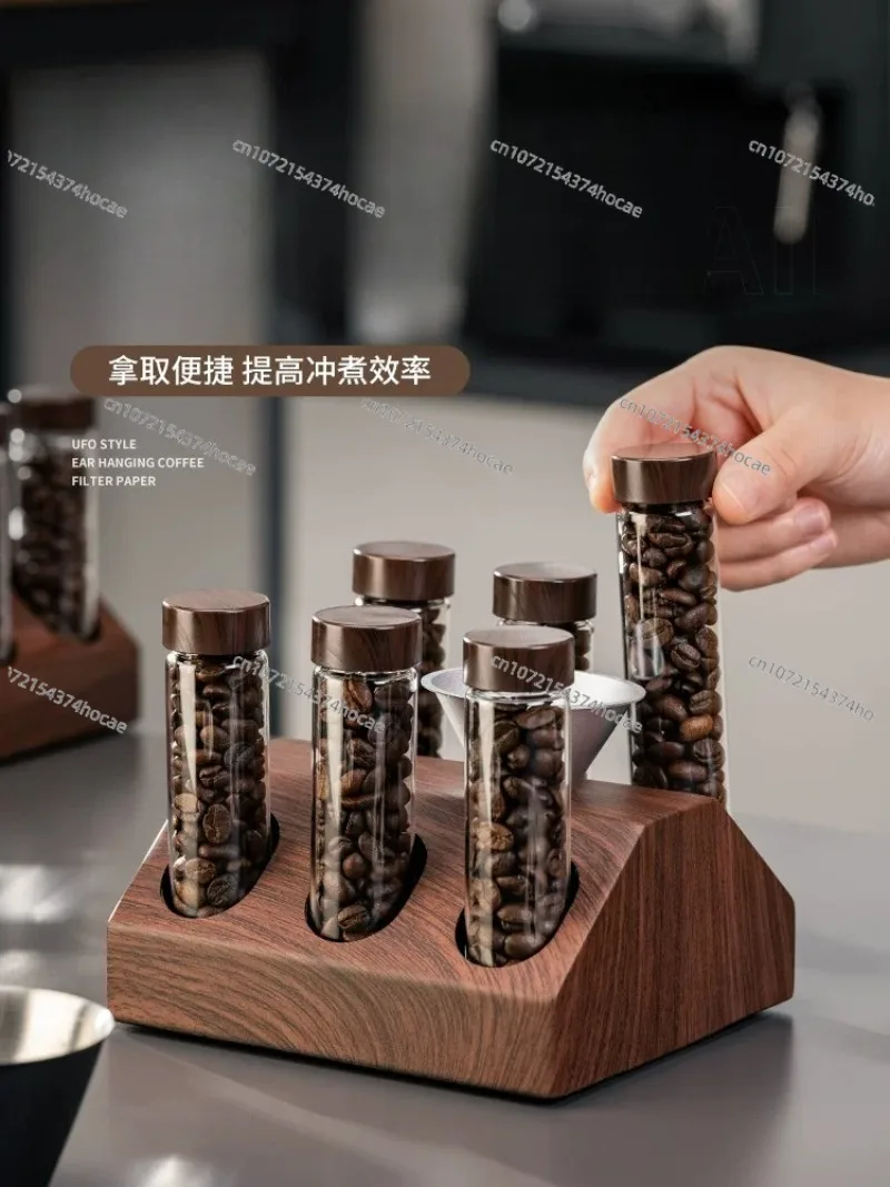 Coffee Bean Storage Container Airtight Test Tube With One Way Valve Magnetic Lid Sub Bottling Display Stand