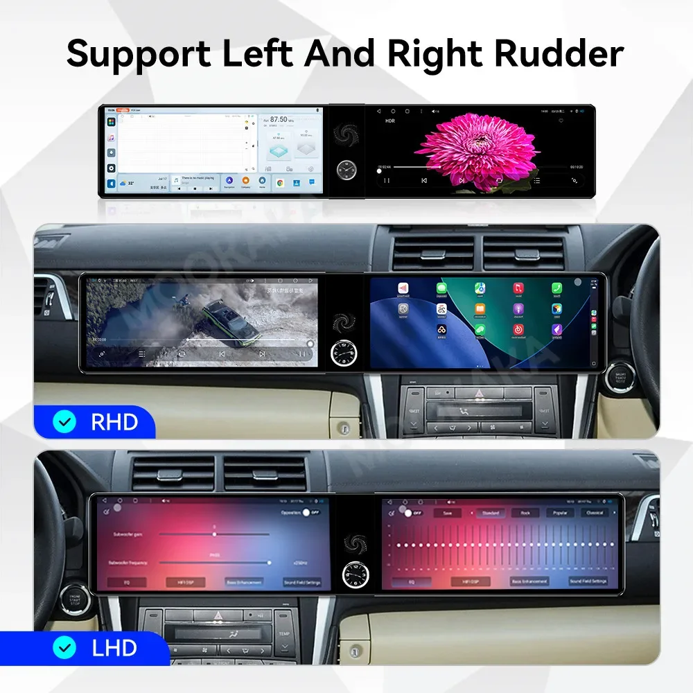 24.6 Inch Dual Screen Car Radio for Toyota Camry 2012-2015 Android Auto Carplay GPS Navigation Stereo Multimedia Player DSP WiFi