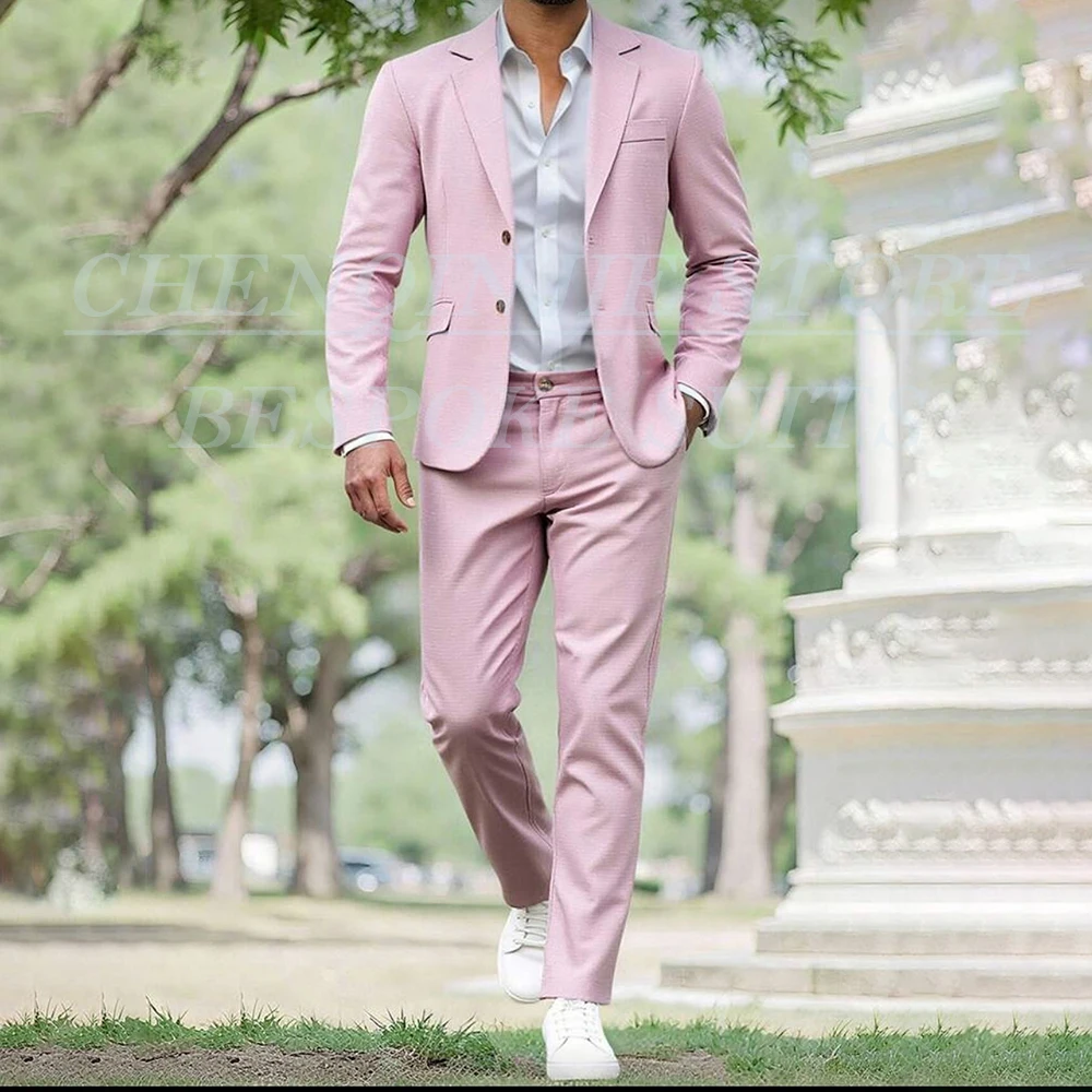 

Solid Color Men's Suits Formal Single Breasted Notch Lapel Slim Fit 2 Piece Jacket Pants Outfits High Quality Male Clothing