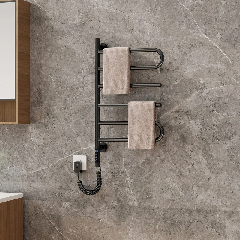 Space Aluminum Electric Towel Rack Constant Temperature Display Timed Clothes Warmer Heating Folding Rotating Cloth Dryers
