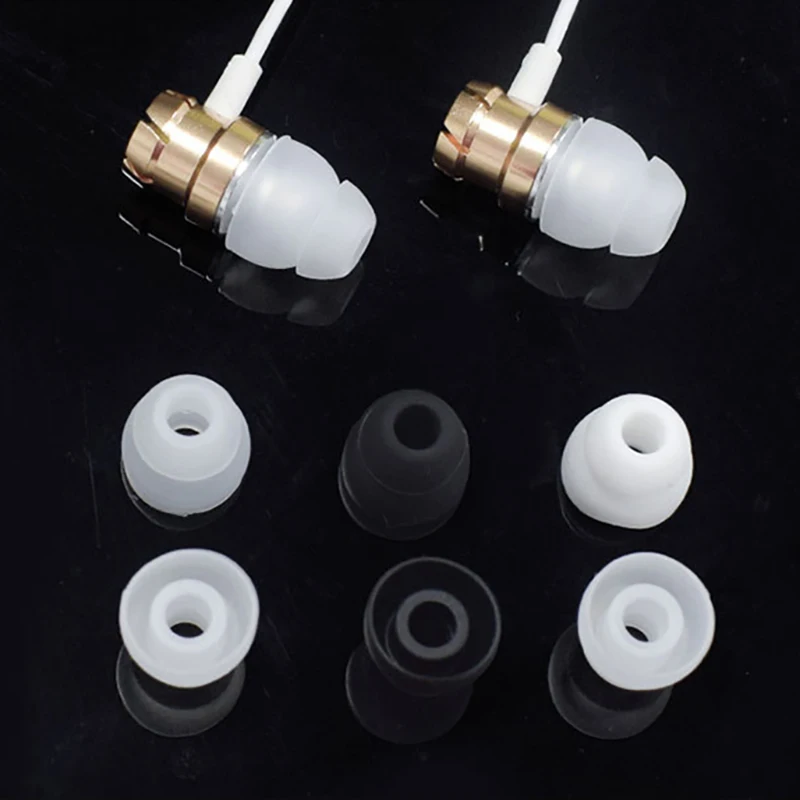 4pcs Two Layer Silicone Earbud Eartips Cover Cushions Replacement for In-Ear Earphone Headphone Earplug Ear Pads