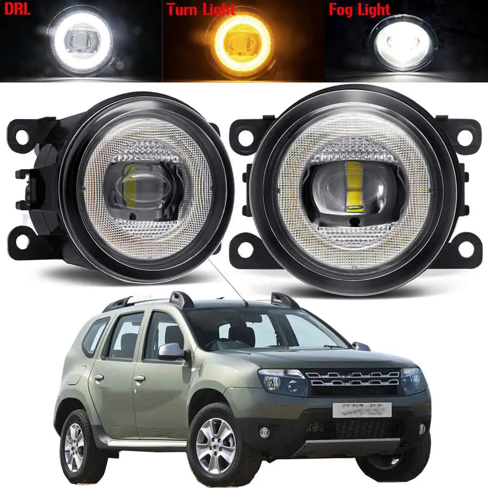 2 X 30W 8000LM Car Angel Eye Fog Light Assembly For Dacia Duster 2010-2015 LED Fog Turn Signal Daytime Running Lamp DRL H11 12V