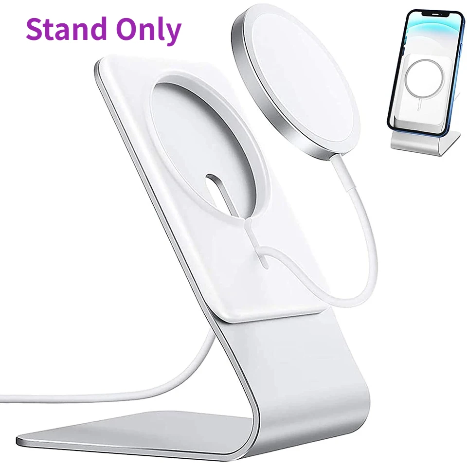 Aluminium Magnetic Desk Phone Charger Stand Holder for Magsafe iPhone 12 Series Fast Wireless Charging Desktop Dock