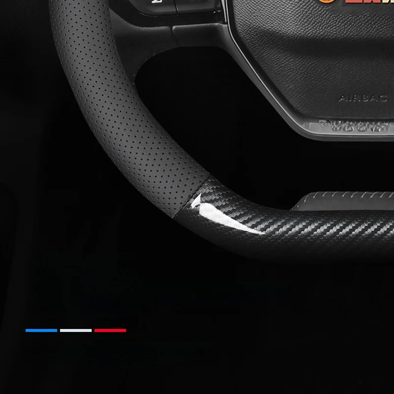 

2025 Q4eTRON Q5eTRON Steering Wheel Cover Carbon Fiber Leather Anti-Slip Universal for All Seasons Special Car Accories