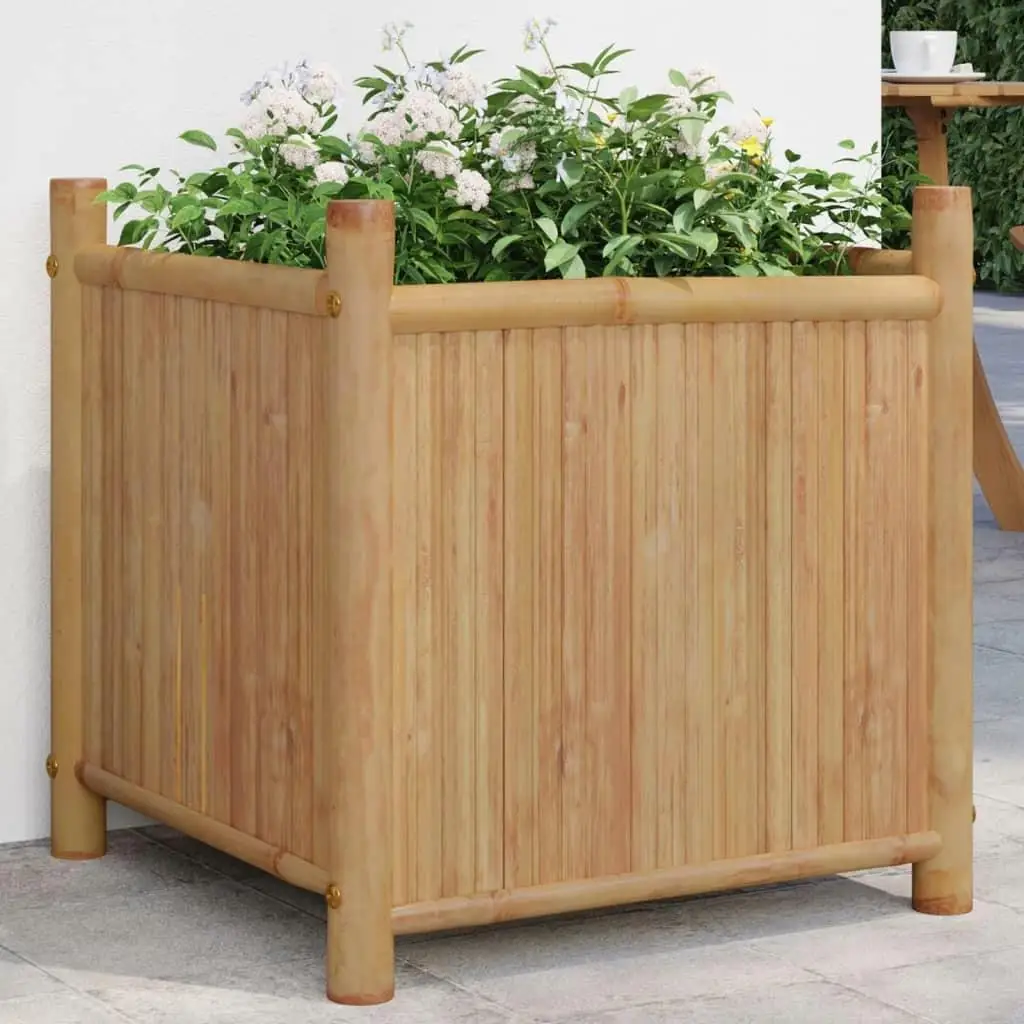 

19.7x19.7x19.7 Inch Bamboo Planter - Stylish Indoor/Outdoor Flower Pot for Home Garden