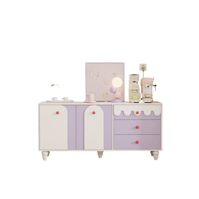 

Cream style side cabinet water bar integrated tea storage with drawers