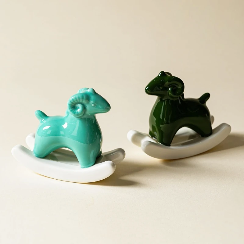 2027 Auspicious Sheep Shaking Fortune Desktop Zodiac Creative Fun Tea Ornament, Tea Table Decor, Office Mascot Figurine