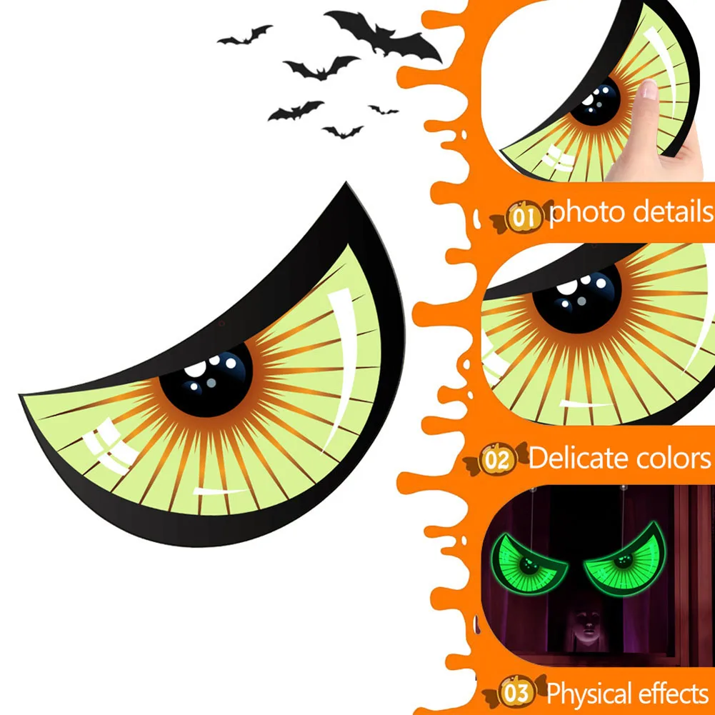 Fluorescent Halloween Ornament Double-Sided Fluorescent Eyes Halloween Bloodshot Patterns Faint Light At Night