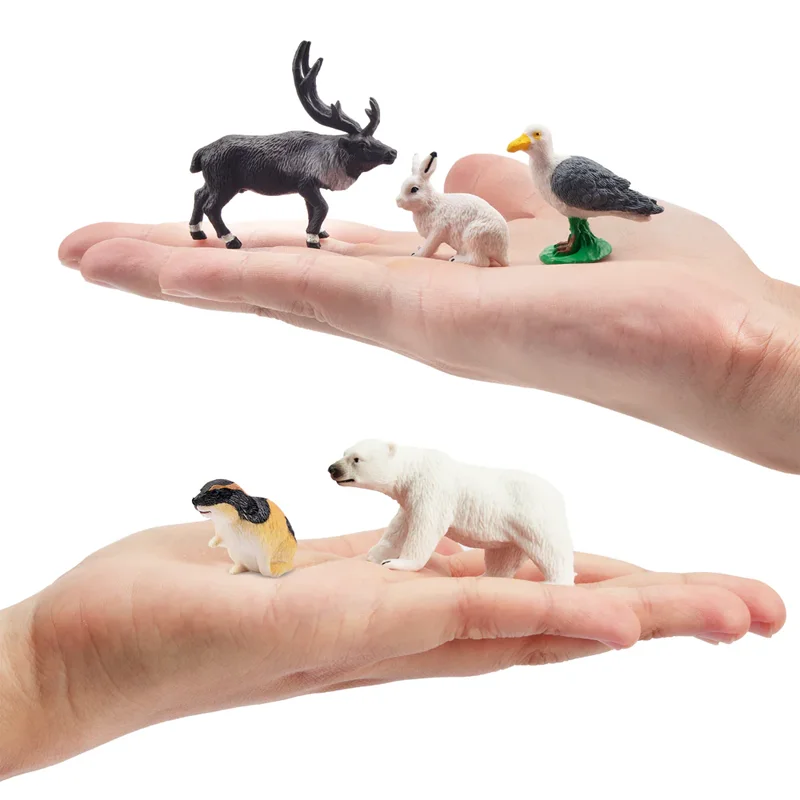 14Pcs Simulation Polar Animal Model Toy Mini Figures Dolls Action Figurines Toys for Children Set Gift Cake Decoration