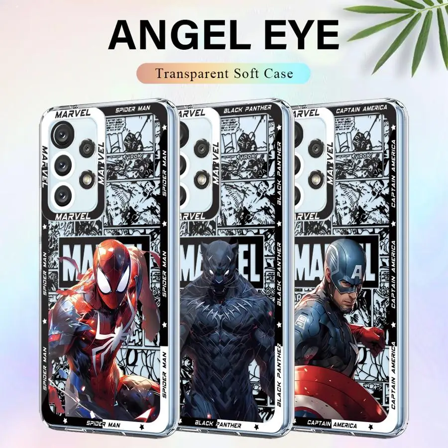 Marvel Spider Man Ironman Phone Case for Samsung Galaxy A35 A55A53 A54 A73 A34 A33 A25 A24 A13 A14 A15 5G Clear Soft Shell