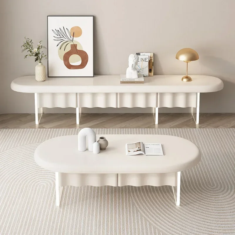 

ZL Cream Style Coffee Table TV Cabinet Combination Living Room Floor
