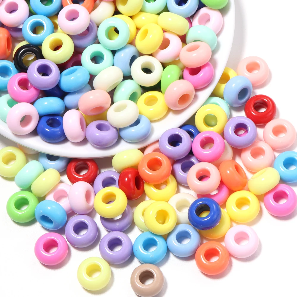 50 Stück Acrylperlen mit großem Loch, bunte lose Abstandsperlen für die Schmuckherstellung, DIY-Halsketten, Armbänder, Schlüsselanhänger-Zubehör – Detail 7