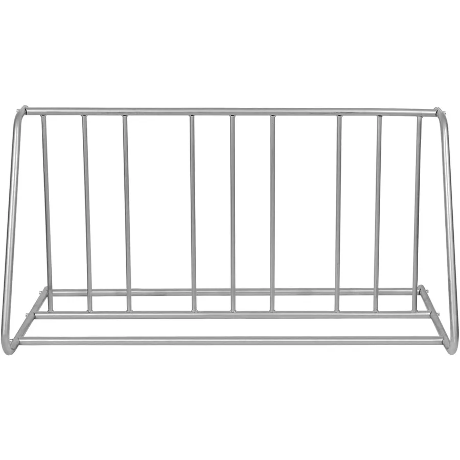 Grande supporto per portabiciclette con griglia verticale bifacciale in metallo argentato, supporto per bici da pavimento per Gara da interno