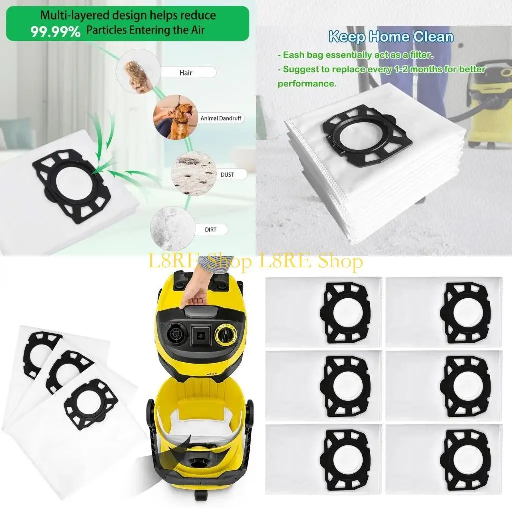 

L8RE 6/15Pieces Dust Bag Nonwoven Vacuum Cleaner Bag Robot Vacuum Bag Nonwovens Dust Bag Nonwovens Texture for KWD2 KWD3