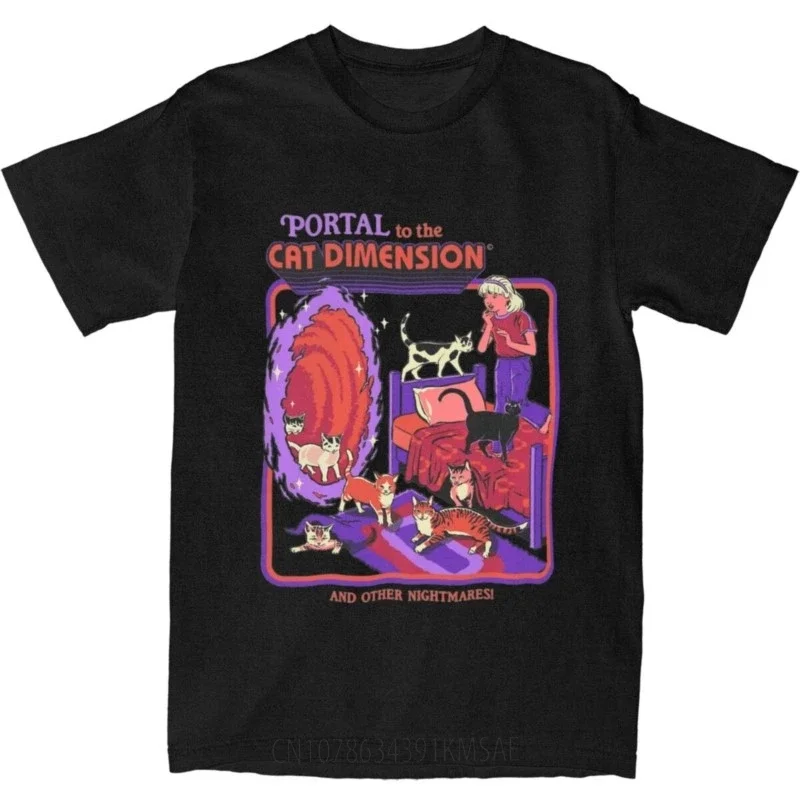 Cat Dimension Vintage Horror Dark Art Shirt Accessories for Men Women Cotton Vintage 70s 80s T-shirt Clothing Gift Idea