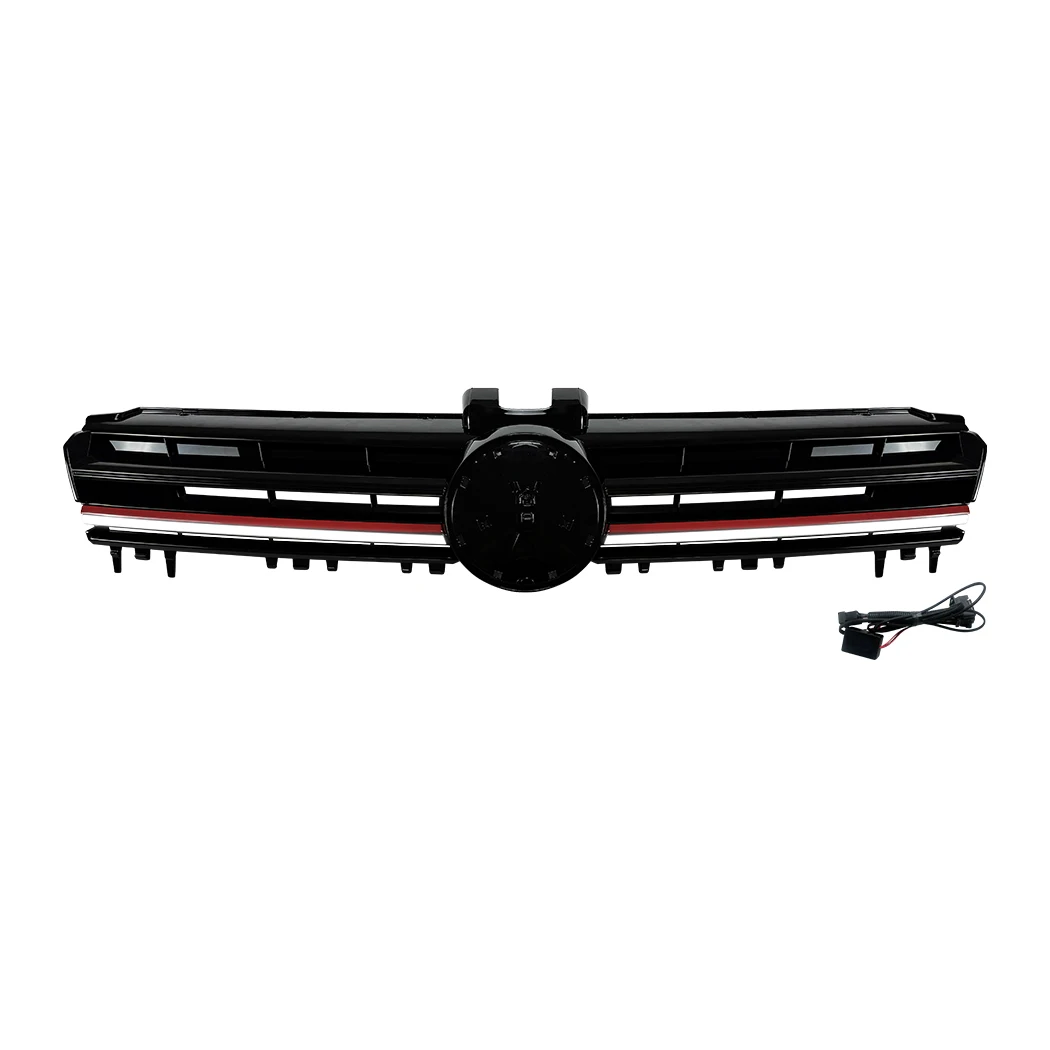 Car LED Front Grille For Volkswagen Golf 7 MK7 2013-2016 Replacement Glossy Black Luminous Racing Grill Light Accessories