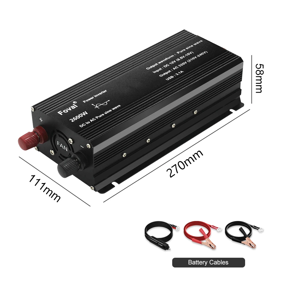 12V to 220V 230V Pure Sine Wave Inverter 1500W/2200W/2600W Converter EU Socket 12 Volts Solar Transformer Led voltmeter Inversor