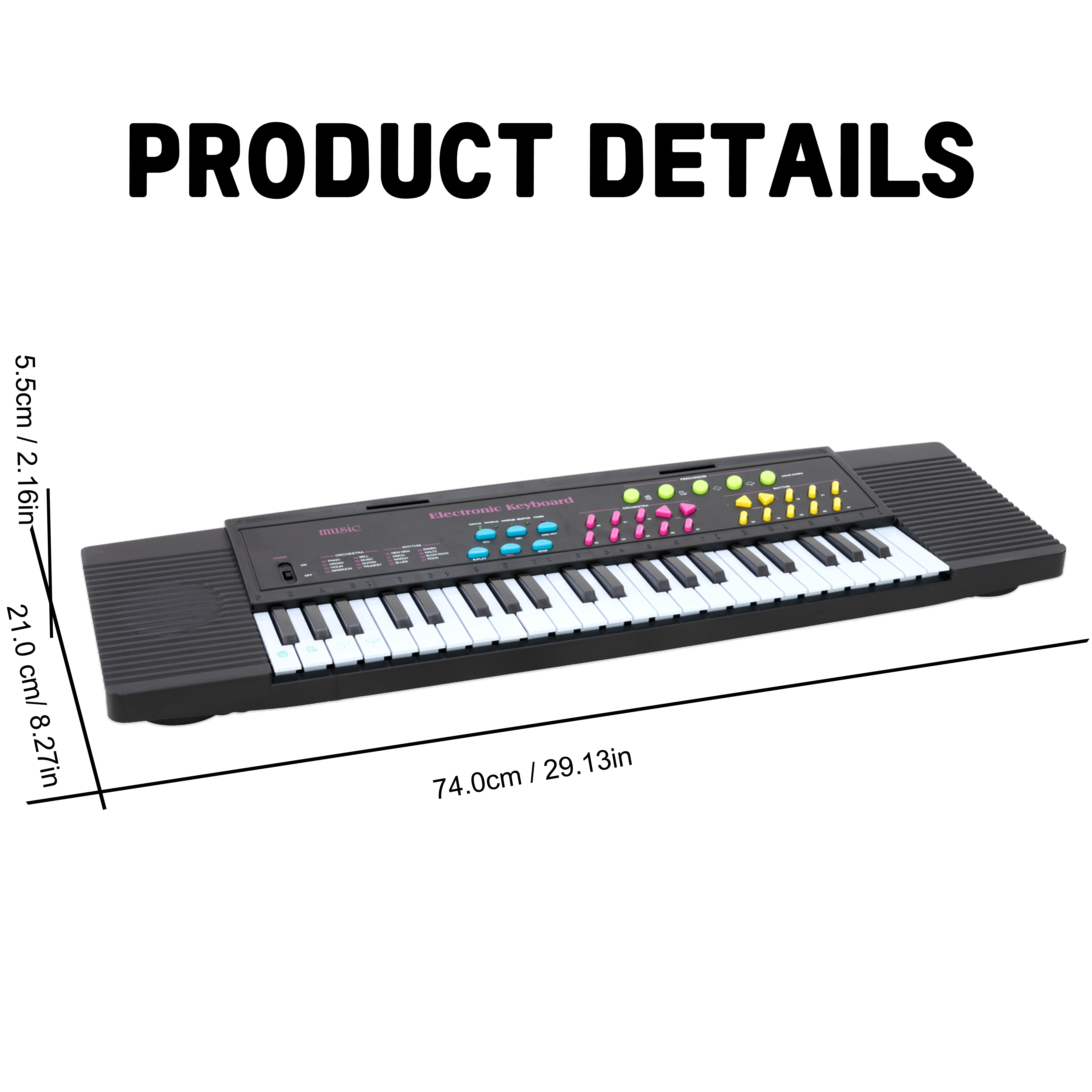 44-Key Electronic Keyboard Piano 8 Tones/8 Rhythms/4 Percussion Pads Playback /w USB-C Cable & Mic 90's Classic Design