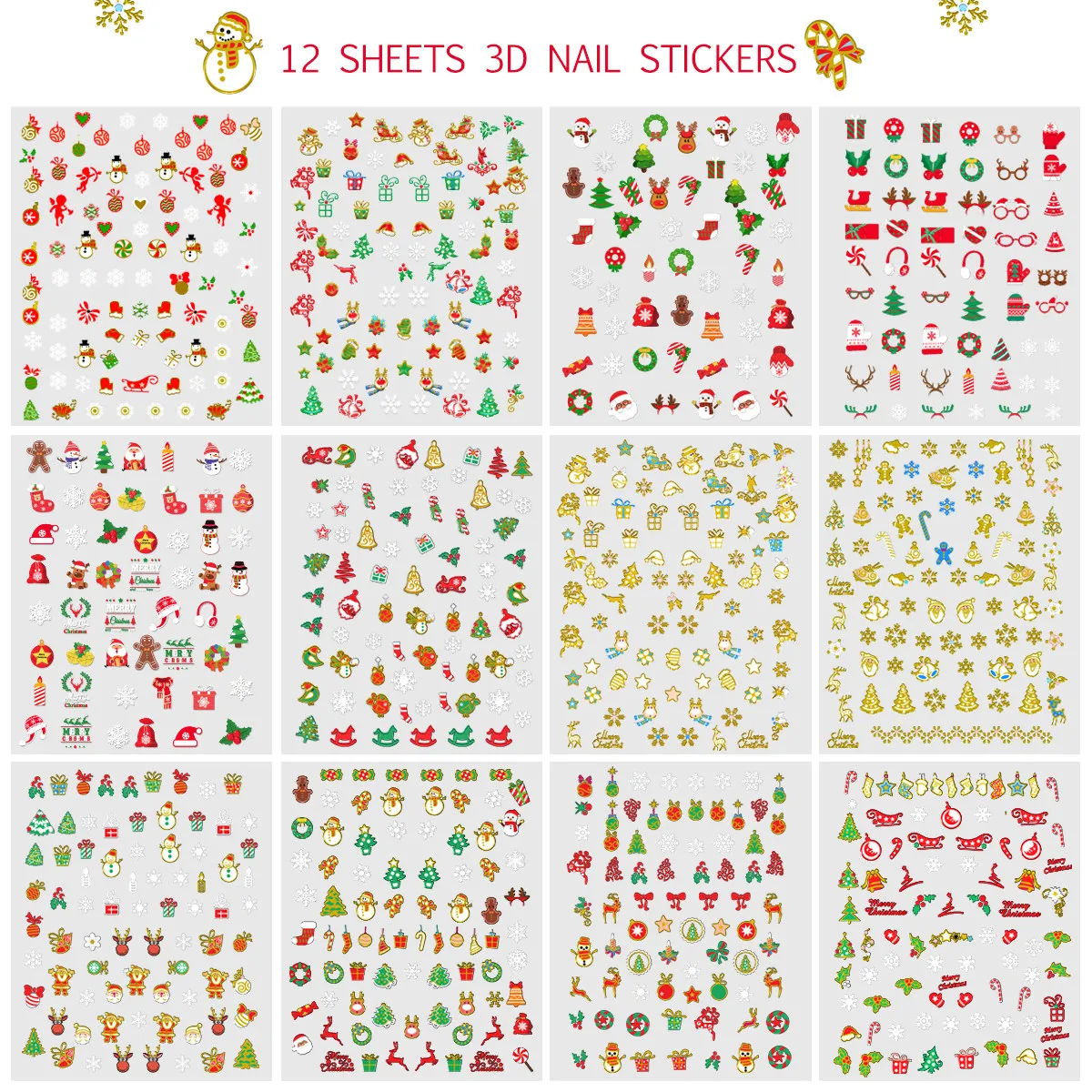 

Frcolor Nail Stickers Christmas Decals and Polish Fingernail for Art Fingernails