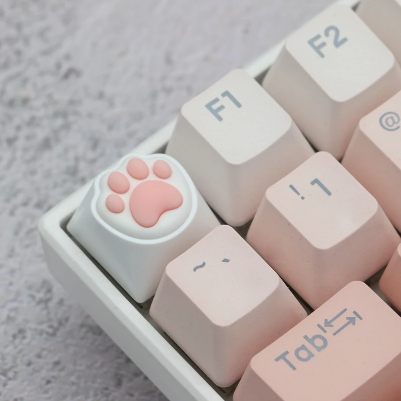 ZIFRIEND-teclas con forma de pata de gato para teclado mecánico, teclas personalizadas, Color rosa artesanal, Cherry MX, 60%