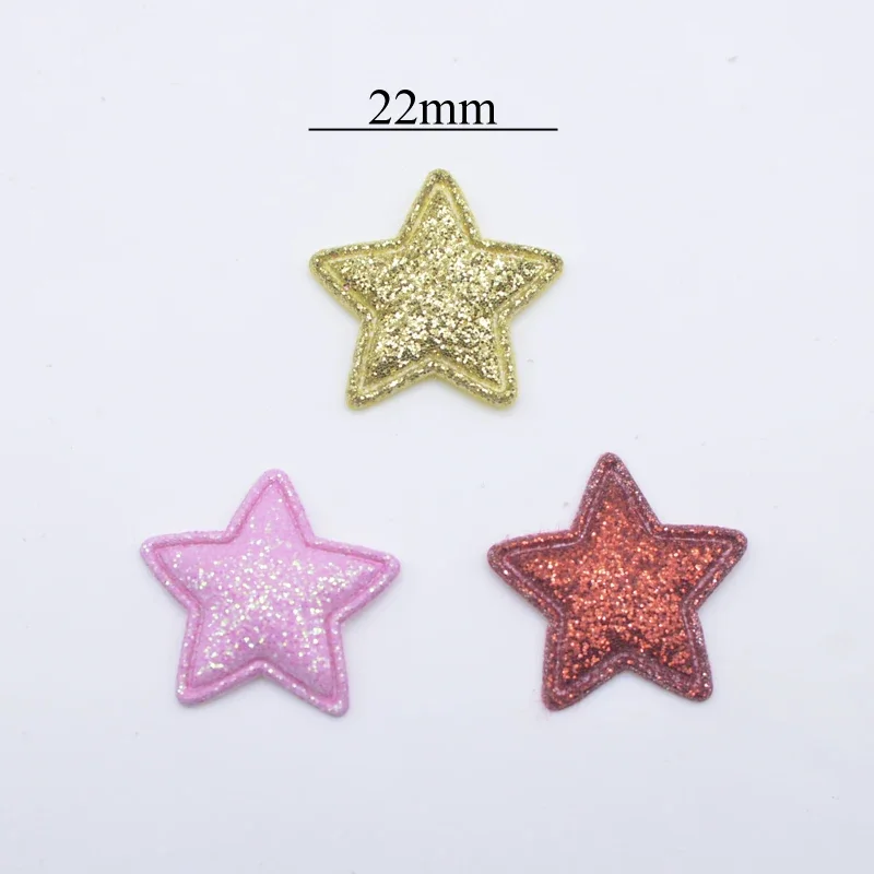 100Pcs 22mm Bling Star Applique Padded Patches for DIY Headwear Hair Clips Decor Clothes Hat Crafts Sewing Supplies