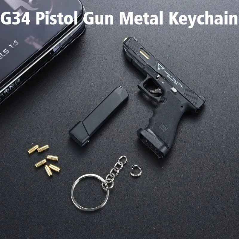 

New Alloy Empire 1:3 G34 Gun Keychain Pistol Model Ornaments Simulation Detachable Soldier Equipment with Bullets Decorative Toy