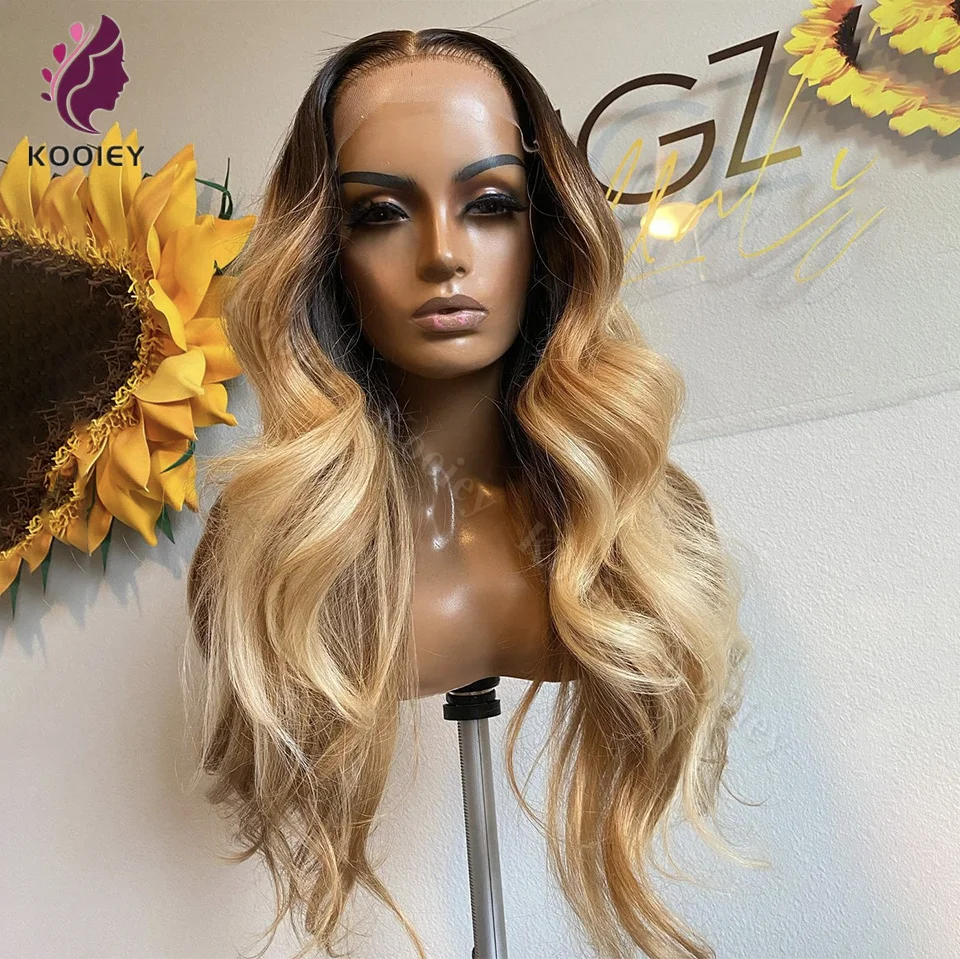 Glueless Silk Top Wig Human Hair Ready To Wear Blonde Ombre HD 13x4 Lace Front Wig Bleached Konts Body Wave Human Hair Wigs