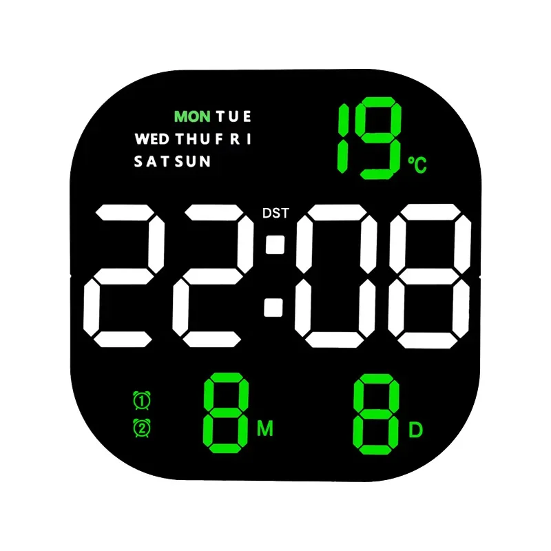 Multifunctional Large Screen Square Led Wall clock Remote Control digital alarm clock Display Calendar Temperature Table Clock