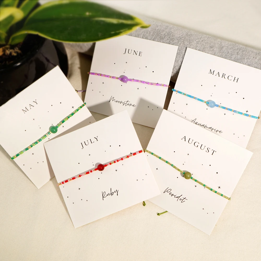 

1Pc Monthly Birthstone Beaded Bracelet Adjustable Handmade String Lucky Jewelry Gift Women and Girls, Ideal Gift