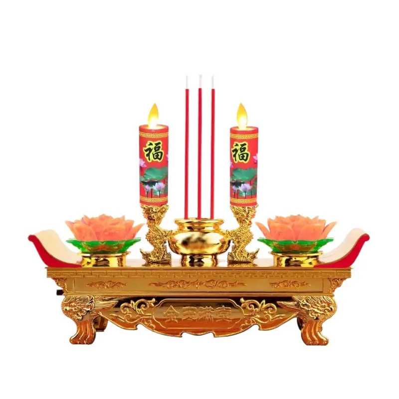 LED electronic candle light electric incense burner integrated lotus lamp, Buddha lamp household Guanyin God of Wealth lamp