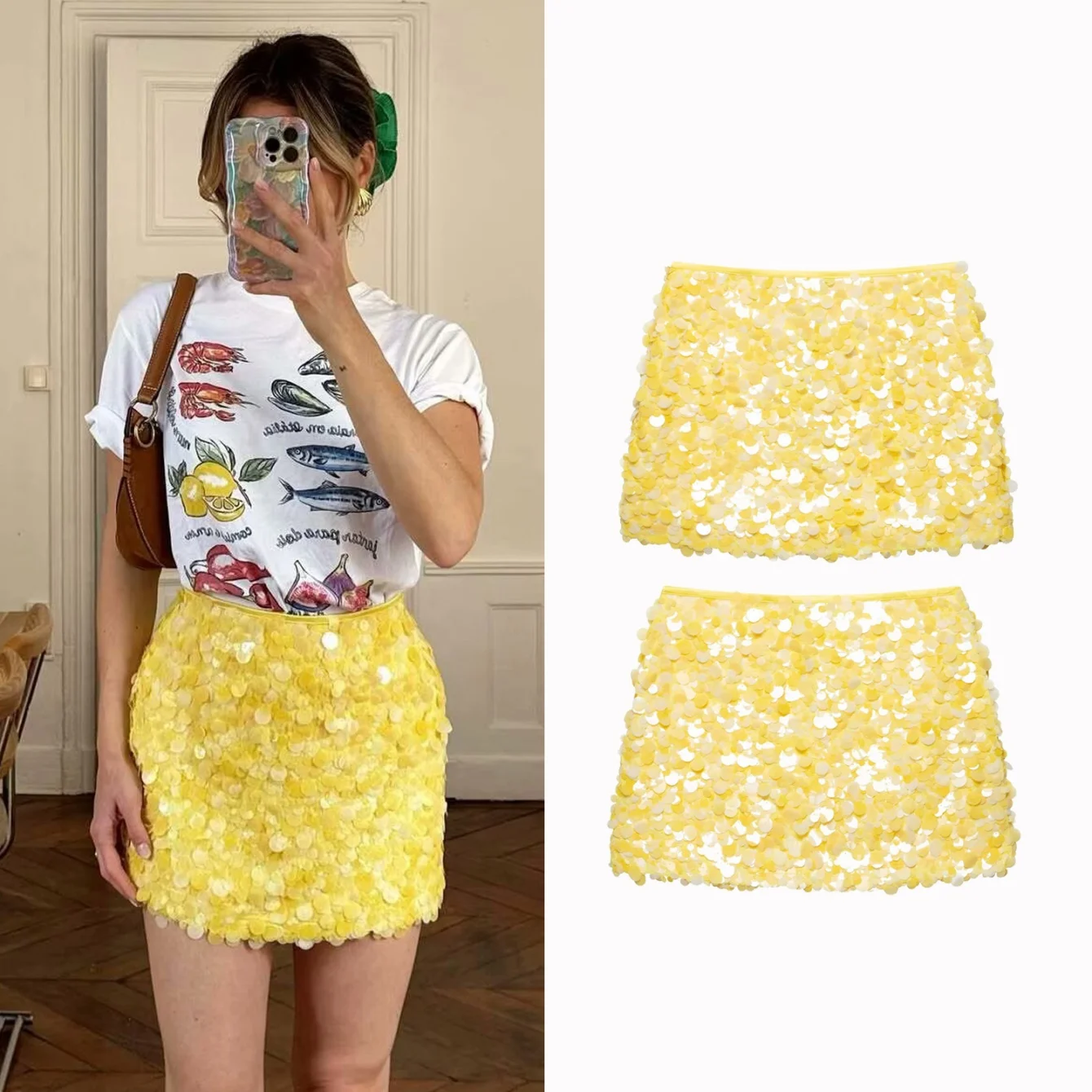 2025 Autumn Elegant Chic Sequin Mini Skirt Women's High Street Skirt Fashion Romantic Sexy Party Holidays Short Skirts