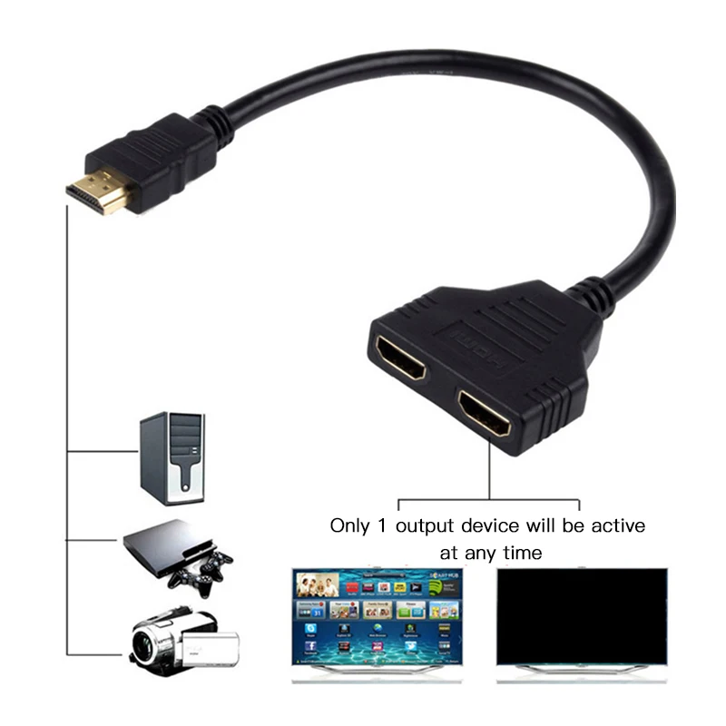 HDTV 1 in 2 1080P HDTV Splitter Adapter Male To 2 Female Head Adapter HD Male To Female Conversion Cable