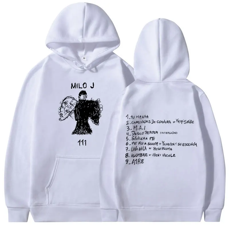 Milo J Hoodies 111 Album Merch Hooded Sweatshirts Men Women Fashion Hip Hop Vintage Long Sleeve Pullovers Fans Gift Streetwear