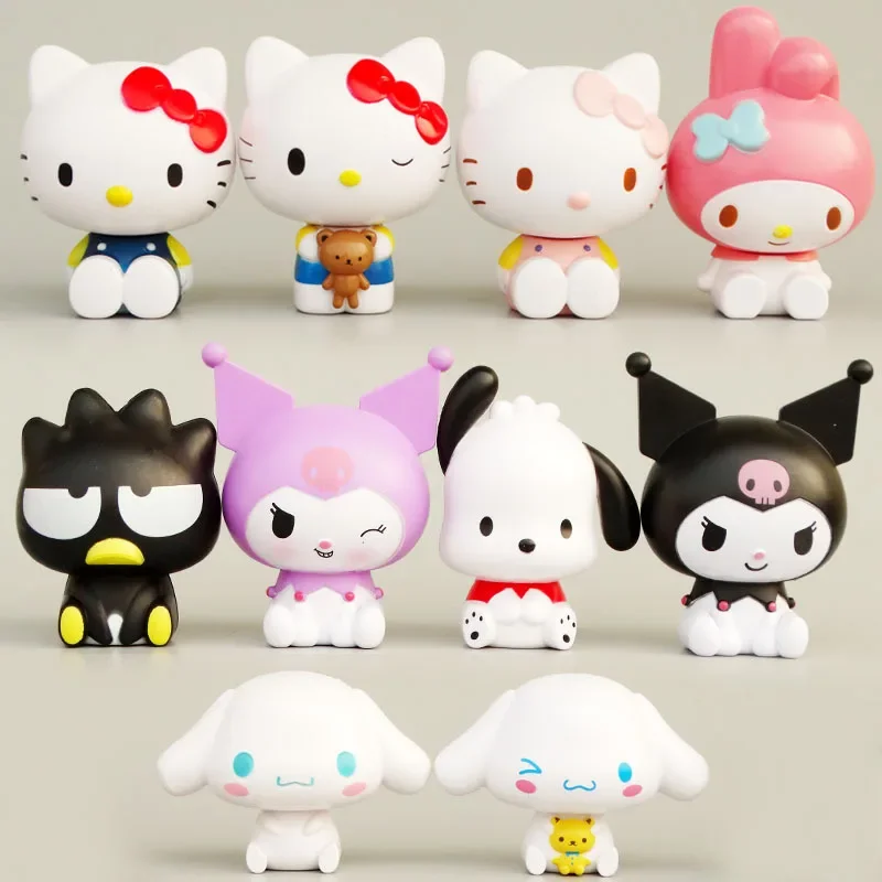 Sanrio Cartoon Anime Figuur Pochacco Kuromi Hello Kitty Pompompurin Action Figure Ornament Schattige Pop Model Taart Decoratie Cadeau