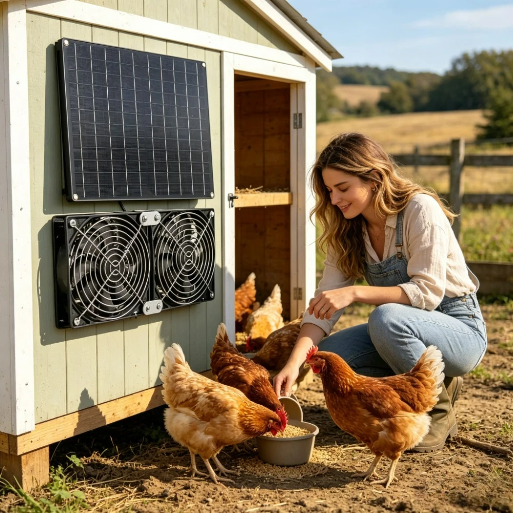 

NEW 15W 20W Solar Dual Fan Kit IPX7 Waterproof Low Noise Ventilation Exhaust Fan for Dog House Chicken Coop Greenhouse Outdoor