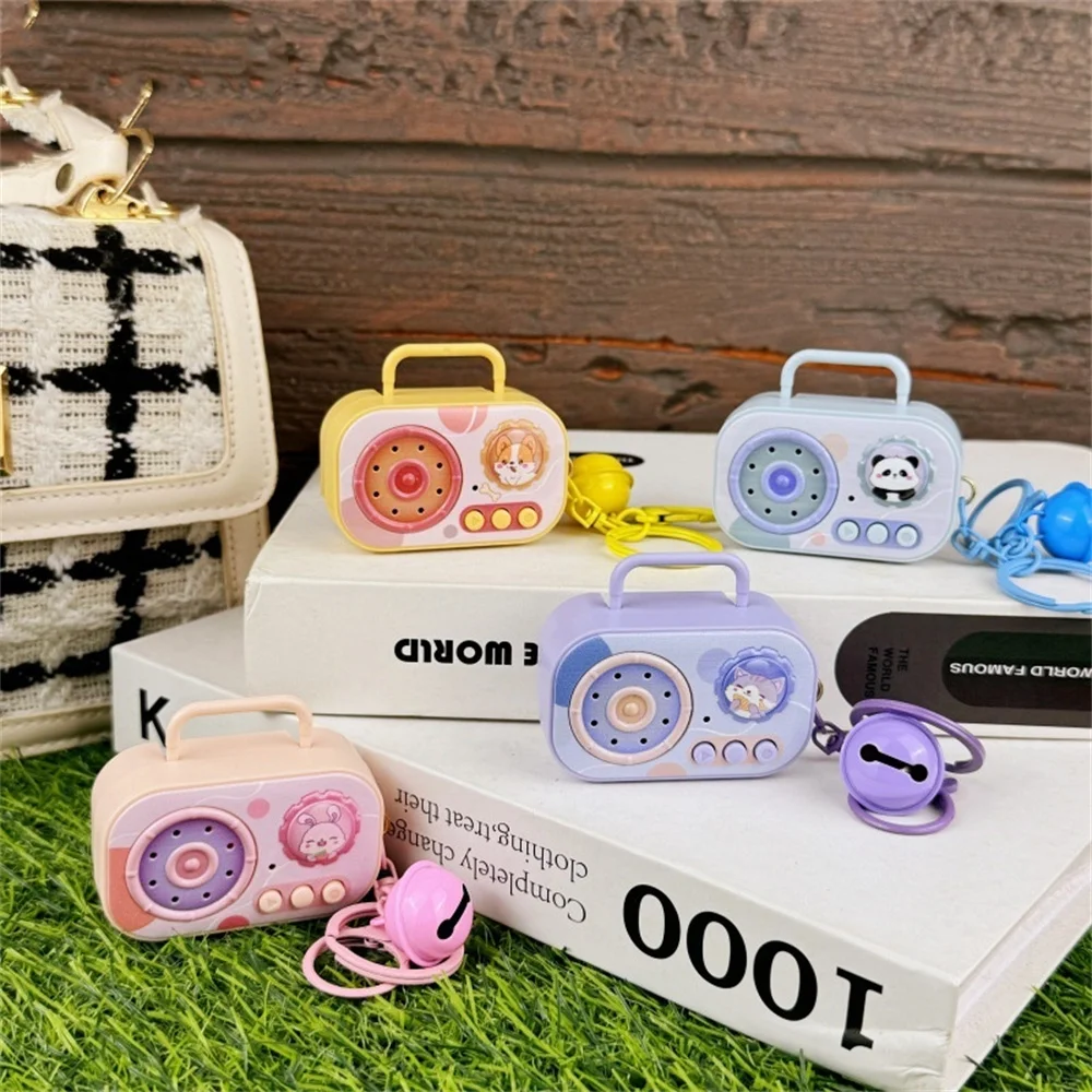 Mini Vintage Recorder Keychain Cute Cartoon Animal Music Player Tape-shaped Bag Pendant Car Key Ring Machine Gifts Radio Toy view 2