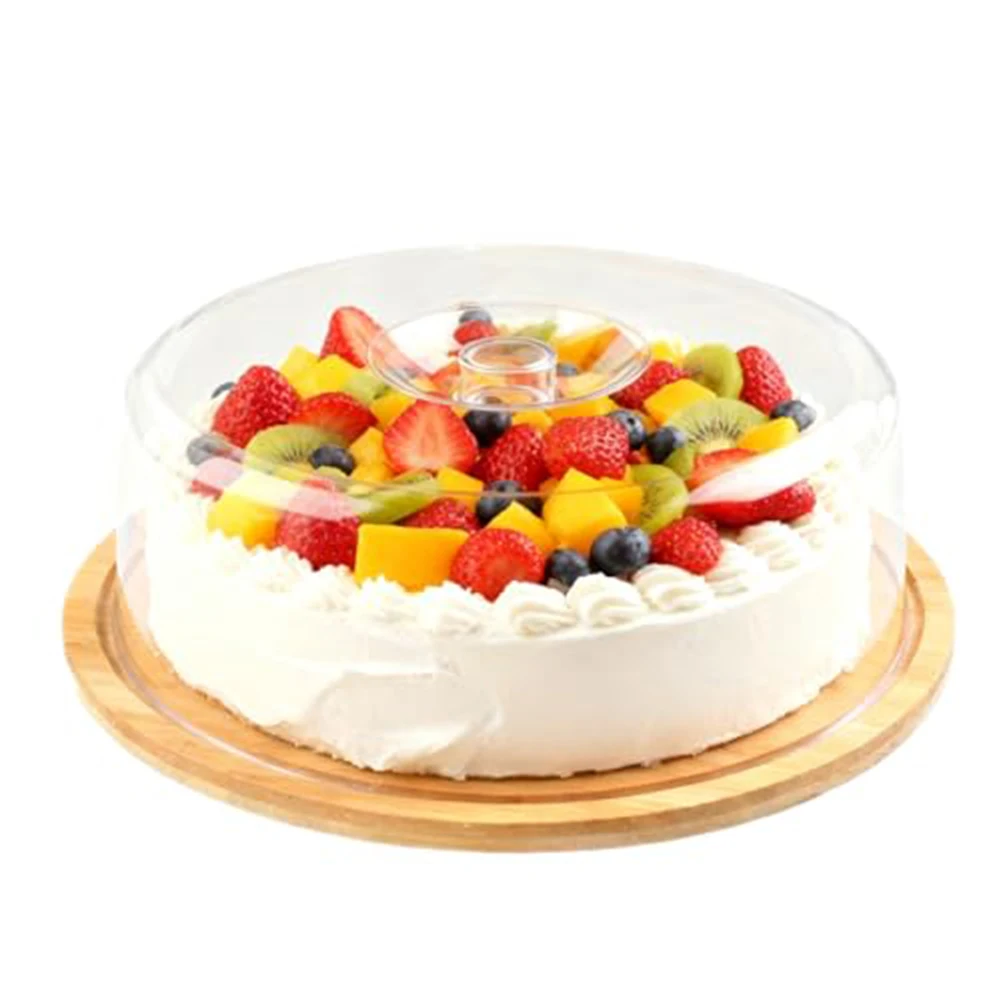 Classic Wooden Cake Stand with Dome Lid for Serving Cakes at Anniversary Parties Graduations and Family Reunions