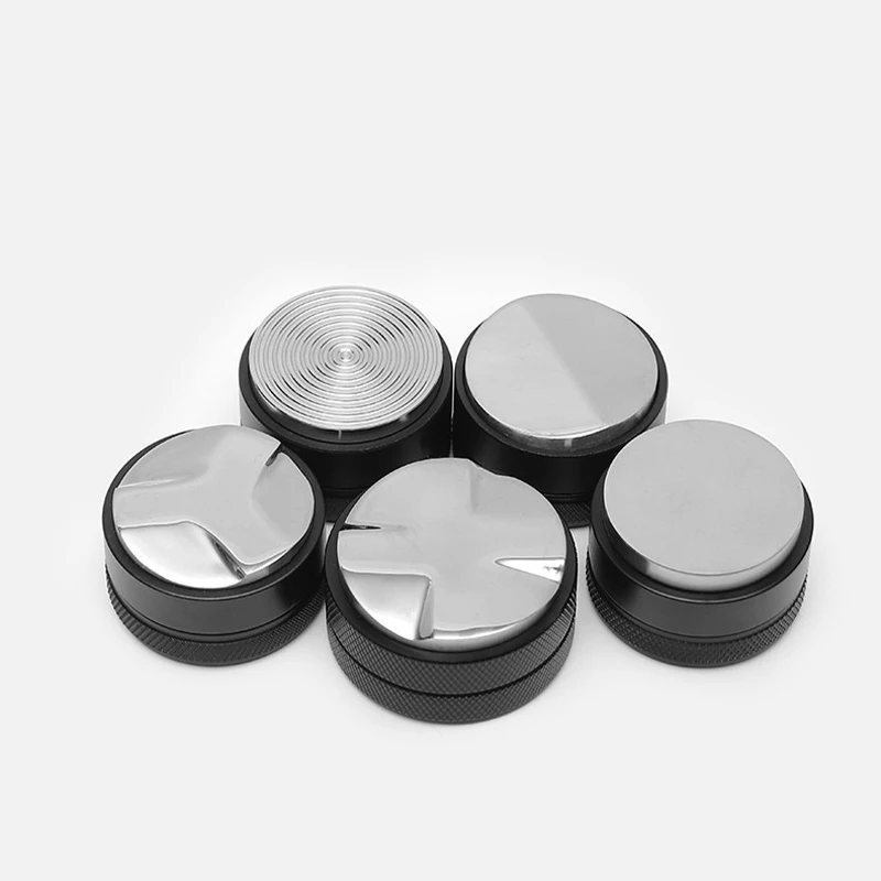 51/53/58/MM Coffee Tamper Stainless Steel Coffee Distributor Coffee Powder Hammer Convex, Flat,Thread,3 /4Angled Slopes Base