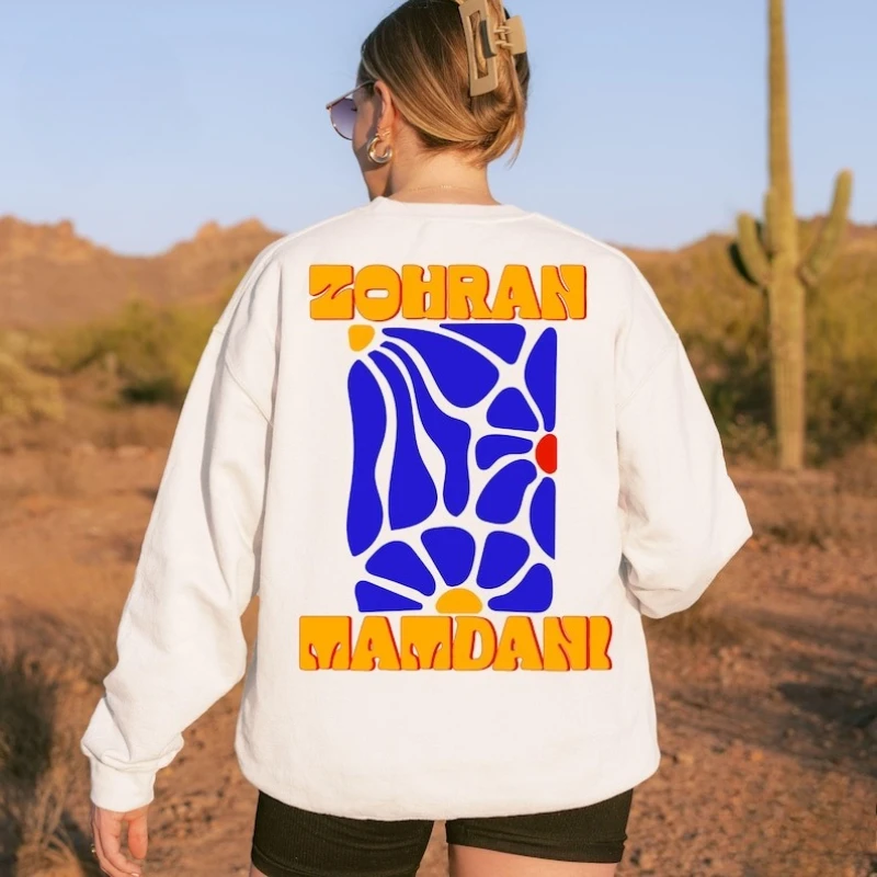 Zohran Mamdani Camisa floral retro, NYC Mayoral Race Win Celebration Liberal Otoño e invierno Ashion Sudadera con capucha térmica de manga larga