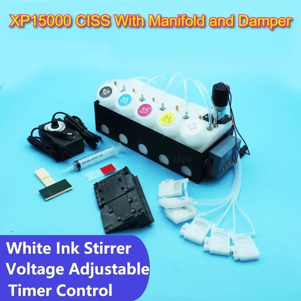 

XP-15000 XP15000 CISS DTF DTF Convert Kit Printer Ink System With Printhead Manifold Damper White Ink Tank Shaker Mixer Timer