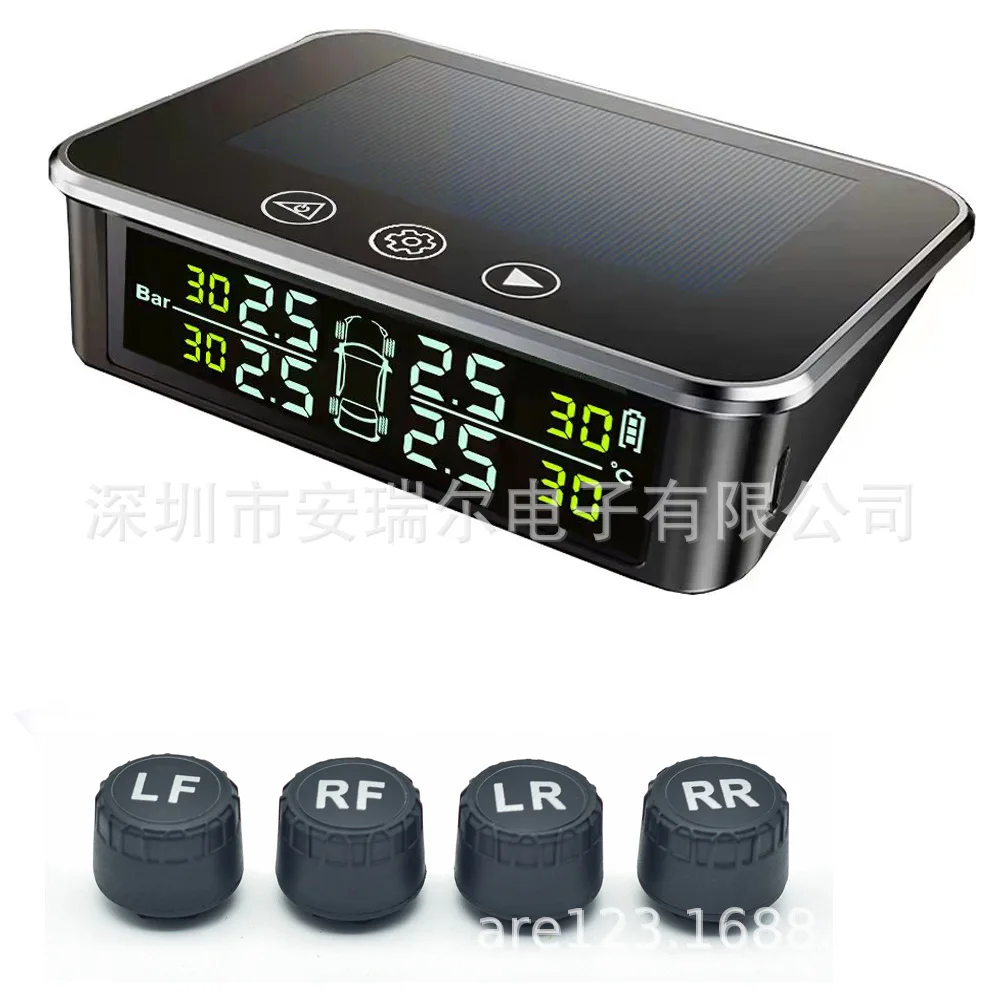 New touch solar tire pressure monitor TPMS tire pressure monitor full view wireless tire pressure detector