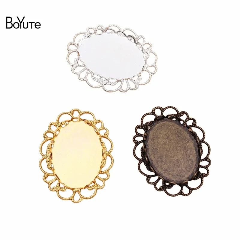 

BoYuTe Custom Made (100 Pieces/Lot) Oval 18*25MM Cameo Cabochon Base Blank Tray Zakka Diy Hand Made Jewelry Accessories