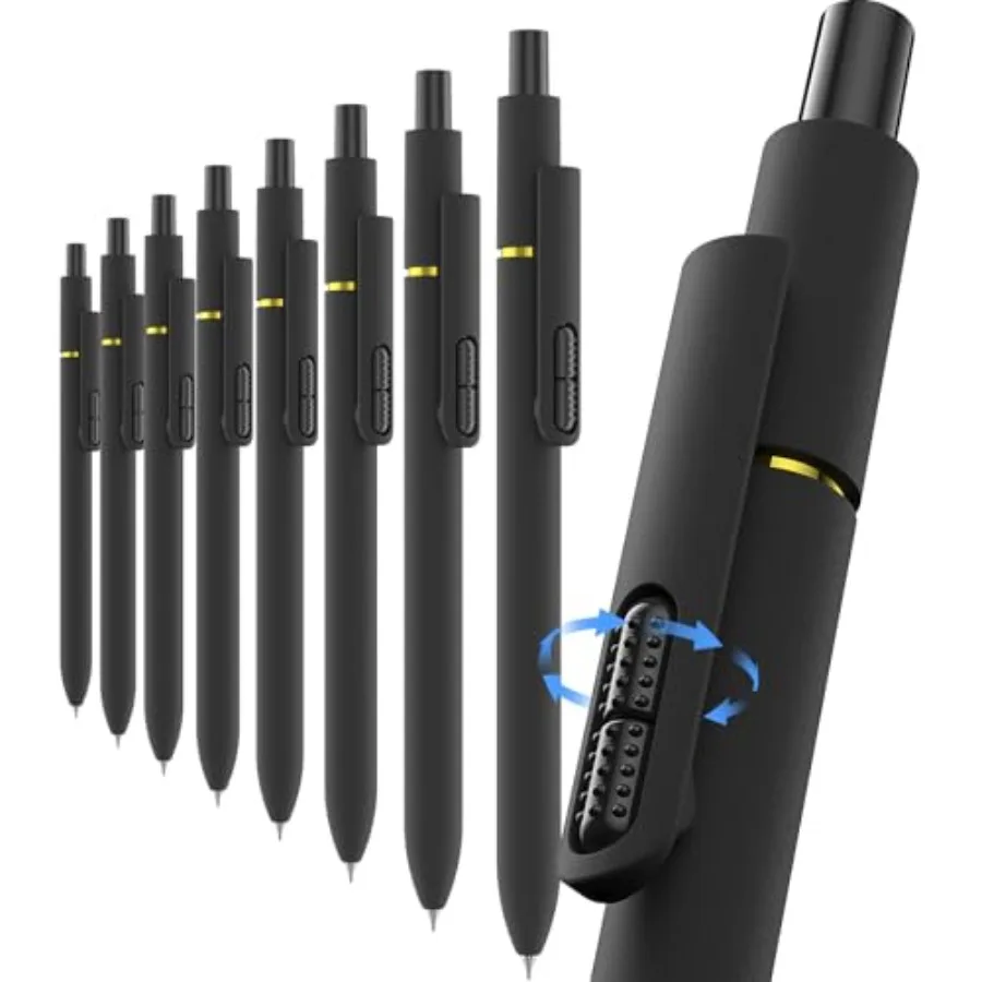 

8Pcs Gel Pens - 0.5mm Black Ink Pens Fine Point Smooth Writing, Quick Drying Retractable Pen for Journaling, Cute School and Of